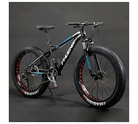 MEVZHH Vélo de Montagne Pour Adultes, 26 Pouces de Roues, Hommes, Freins À Disque Mécaniques, Cadre En Acier Pour Femmes, Vélo de Montagne À Queue Dure de Pneus Gras, Grey Spoke, 27 Vitesse/Bleu Parla