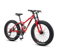 MEVZHH Vélo de Pneu Gras Pour Hommes Femmes, Roues de 24 Pouces, Doublepension Et Frein À Double Disque, Pneus À Bouton Large de 4 Pouces 7/21/24/27/30 Speed Beach Snow Mountain, Blanc, 21 Vitesse/Rou