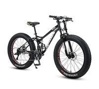 MEVZHH Vélo de Pneu Gras Pour Hommes Femmes, Roues de 24 Pouces, Doublepension Et Frein À Double Disque, Pneus À Bouton Large de 4 Pouces 7/21/24/27/30 Speed Beach Snow Mountain, Blanc, 21 Vitesse/Noi