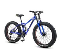 MEVZHH Vélo de Pneu Gras Pour Hommes Femmes, Roues de 24 Pouces, Doublepension Et Frein À Double Disque, Pneus À Bouton Large de 4 Pouces 7/21/24/27/30 Speed Beach Snow Mountain, Blanc, 21 Vitesse/Ble