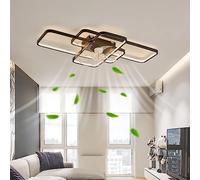 MEVZHH Ventilateurs de Plafond 80W Avecpes, Ventilateurs de Plafond de Moteur Dc Réversibles Avec Lumières Et Télécommande 6 Vitesses Modern Fan Light Plafond 28 Pouces Silencieux Pour Salon Chambre À
