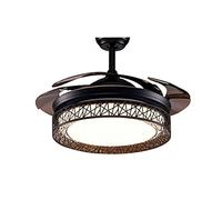 MEVZHH Ventilateurs de Plafond Avecpes, À Led Et Télécommande de Conversion de Fréquence Dees Réversibles Modernes 4 Abs/Noir/32 Pouces