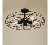 MEVZHH Ventilateurs de Plafond Avecpes,Ge Industriel Vent Noirinture Fer Plafond Montages Créatifs Créatifs Rétro Ventilateur Couloirpes de Plafond/Grand