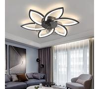 MEVZHH Ventilateurs de Plafond Avecpes, Téléconduite Salon Éclairage de Plafond Diminuable Moteur Ventilateurs de Plafond Avecréversible 6 Vitesses Éclairage Ventilateur Pour Chambre Salon/Noir/78 Cm