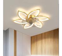 MEVZHH Ventilateurs de Plafond Avecpes, Téléconduite Salon Éclairage de Plafond Diminuable Moteur Ventilateurs de Plafond Avecréversible 6 Vitesses Éclairage Ventilateur Pour Chambre Salon/Or/78 Cm