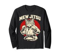 Mew Jitsu brésilien Jiu Jitsu Arts Martiaux Amoureux des Chats Manche Longue