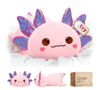 Mewaii Coussin en Peluche Axolotl Mignonne, Peluche Kawaii Salamandre Violette, Coussin Souple, Jouets d'accompagnement pour Enfants (13 inch)