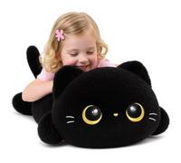 Mewaii Coussin en Peluche Mignon Chat Noir, Peluche Kawaii Chat Noir, Coussin Souple, Jouets d'accompagnement pour Enfants (20 Pouces)