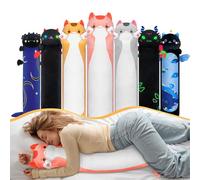 Mewaii Kawaii Peluche Chat Rose Long 50CM, Coussin Jouet Moelleux et Confortable Oreiller Chat en Peluche pour Les Enfants de 3 Ans et Plus