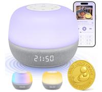Mewaii Machine à Bruit Blanc - Machine à sons pour bébés avec application gratuite, lumière RVB 360°, mode réveil au lever du soleil, berceuse pour bébés nouveau-nés