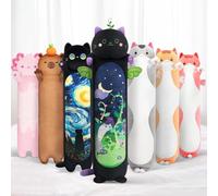 Mewaii Mignon Chat en Peluche Coussin Long Oreiller d'animaux Poupée Jouets Kawaii Moelleux Confort Oreiller en Peluche pour Cadeau pour Les Enfants de 3 Ans et Plus(50CM,Le Chat à la Menthe)