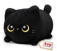 Mewaii Peluche Chat Noir Kawaii Oreiller Doux 20CM, Oreiller Peluche Mignon Câlin pour Enfants 3 Ans et Plus, pour Noël et Anniversaire