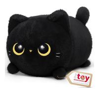 Mewaii Peluche Chat Noir Kawaii Oreiller Doux 40CM, Oreiller Peluche Mignon Câlin pour Enfants 3 Ans et Plus, pour Noël et Anniversaire