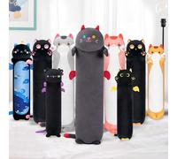 Mewaii Mignon Chat en Peluche Coussin Long Oreiller d'animaux Poupée Jouets Kawaii Moelleux Confort Oreiller en Peluche pour Cadeau pour Les Enfants de 3 Ans et Plus(70CM,Le méchant Chat)