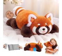 Mewaii Peluche Lestée Panda Roux, Lavable, Poids Réglable, 2,3kg | Réfrigérable et Micro-ondable, Déco Mignonne Chambre/Bureau, Cadeau pour Enfants et Adolescents