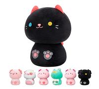 Mewaii Peluche Oreiller Kawaii Coussin pour bébé d‘Animaux Poupée Jouets Forme de Champignon et Confortable Coussins en Peluche pour Enfants 3 Ans et Plus(36CM,Le Chat Noir)