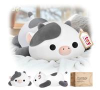 Mewaii Peluche Vache Mignonne 13 Pouces,Oreiller Kawaii en Forme de Vache Blanche, Coussin Peluche Doux pour Enfants, Jouet Anti-Stress Câlin,Idée Cadeau Originale