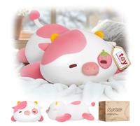 Mewaii Peluche Vache Mignonne 13 Pouces,Oreiller Kawaii en Forme de Vache Fraise,Coussin Peluche Doux pour Enfants, Jouet Anti-Stress Câlin,Idée Cadeau Originale