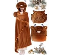 Mewaii Plaid a Capuche Highlands Vache Couverture en Laine Douce avec Manches Capuche Poches Taille Unique Enfant Adulte 130cm x 158cm Cadeau Animal