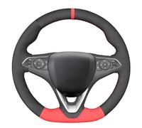 MEWANT Cousu à La Main Housse De Volant pour Opel Astra K/Corsa F/Corsa E (OPC)/Combo E/Grandland X/Insignia/Insignia CT/Mokka Fait de Rouge&Noir Suède Synthétique