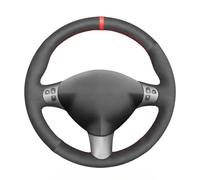 MEWANT Housse de volant de voiture en cuir PU noir + fil rouge cousu à la main pour Alfa Romeo 147 2000-2010/GT 2004-2010