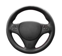Mewant Housse de volant de voiture en cuir véritable à coudre à la main pour BMW Série 1 E81 E82 E87 E88 2008-2013/Série 3 E90 E91 E92 E93 2006-2011 / M3 E90 E92 E93 2008-2013 Noir