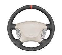 MEWANT Housse de volant en cuir synthétique noir et bande supérieure rouge pour Nissan Patrol Y61 1997-2014/Nissan Maxima 2000-2003