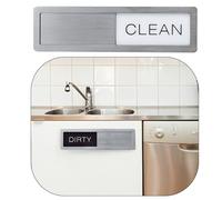 Mewflew Panneau PropreSale pour Lave Vaisselle Indicateur Coulissant Autocollant en Acier Inoxydable Facile à Installer, Résistant aux Rayures et Facile à Lire pour Cuisine, Bureau, Colocation