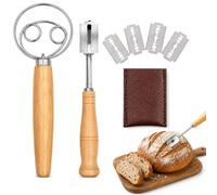 MewHunk 2PCS Lame Boulanger complet, lame de boulanger avec Fouet Danois et 4 Lames de Rechange, Grignette pour Coupes Droites et Courbes, Outils de Pâtisserie pour Pain au Levain et Motifs sur Pâte