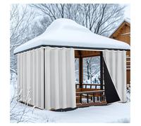 Mewkew Lot de 2 rideaux d'extérieur imperméables à isolation thermique pour pergola de jardin, rideaux d'extérieur occultants résistants aux intempéries, pour porche, protection de la lumière du