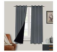 Mewkew Rideau Thermique épaissis Rideau Occultant Gris Double Draperies à Oeillets Rideaux Noir Doublure 100% Lumiere Bloquer Anti Bruit Anti Froid/Chaleur Rideau, 1 PCS,243×205cm(L×H)