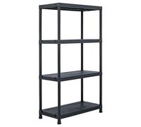 mewmewcat Étagère de Rangement Plastique Bibliothèque à 4 Niveaux Noir Étagère Capacité de Charge 100 kg 60 x 30 x 138 cm (L x l x H)