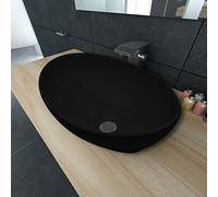 mewmewcat Luxueuse Vasque à Poser en Céramique Ovale pour Salle de Bain 400 x 330 x 135 mm (l x P x H)