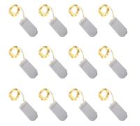 Mewneap 12 Pcs Guirlandes Lumineuses, Mini Guirlande LED à Pile, 1m avec 10 LEDs Blanc Chaud, Haute Luminosité, Économique Cuivre Étanche pour Noël Mariage Fête Table Pelouse Chambre