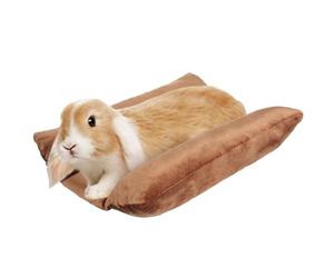 MEWTOGO Lit pour Cage à Lapin de 40 x 35,6 cm - Tapis en Peluche épais Doux pour éviter Les maux de jarrets avec oreillers en Coton pour Petit Animal pour clapier Dormant à l'intérieur, Marron