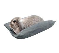 MEWTOGO Lit pour Lapin de 40 x 35,6 cm, lit concave épais et Doux avec oreillers de Chaise Longue en Coton, Tapis Flop pour Petit Animal de Compagnie pour Dormir à l'intérieur, Gris
