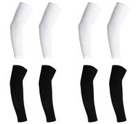 Mewtush 8 PCS Manchon de Bras pour Enfant, Protection UV UPF 50 pour Bras, Manches de Compression Noires et Blanches pour Basket-Ball, Football, Baseball, Volley-Ball et Autres Sports