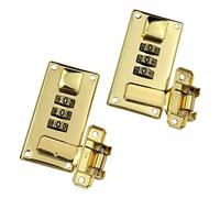 Mewutal Lot de 2 verrous à combinaison pour bagages, loquet de boîte à outils avec serrure à combinaison, serrure à mot de passe à 3 chiffres (doré)