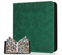 MewVeer Classeur Carte, 12 Pochettes Album Rangement Carte pour 960 Cartes, Album Cartes de Baseball Premium et Durable avec Fermeture à Glissière, Binder Carte pour MTG, Cartes Sportives, Vert Foncé