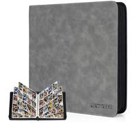 MewVeer Classeur Carte, 12 Pochettes Album Rangement Carte pour 960 Cartes, Album Cartes de Baseball Premium et Durable avec Fermeture à Glissière, Binder Carte pour MTG/TCG, Cartes Sportives, Gris