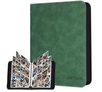 MewVeer Classeur Carte, 9 Pochettes Album Rangement Carte pour 900 Cartes, Album Cartes de Baseball Premium et Durable avec Fermeture à Glissière, Binder Carte pour MTG, Cartes Sportives, Vert Foncé