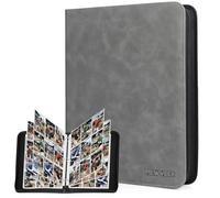 MewVeer Classeur Carte, 9 Pochettes Album Rangement Carte pour 900 Cartes, Album Cartes de Baseball Premium et Durable avec Fermeture à Glissière, Binder Carte pour MTG/TCG, Cartes Sportives, Gris
