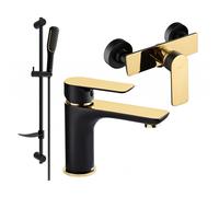 Mexen Alfa DF49 ensemble de douche, noir/doré - 745704DF49-75 5244 5907709182837