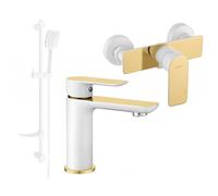 Mexen Alfa DF62 ensemble de douche, blanc/doré - 745704DF62-25 5247 5907709182868
