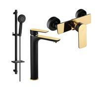 Mexen Alfa Ensemble de douche DQ40, noir/doré - 745714DQ40-75 5285 5907709183391
