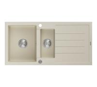 Mexen Andres évier en granit 1,5 bac avec égouttoir 1000 x 500 mm, beige, siphon chromé - 6515101510-69 3767 5907709194816