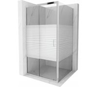 Mexen Apia cabine de douche coulissante 100 x 100 cm, bandes blanches, chrome - 840-100-100-01-20 4372 5907709121430