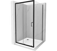 Mexen Apia cabine de douche coulissante 100 x 100 cm, transparent, noir + receveur Flat, blanc- 840-100-100-70-00-4010B 14808 5907709152823