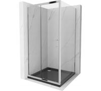 Mexen Apia cabine de douche coulissante 100 x 100 cm, transparente, chromée + receveur Plat, noir - 840-100-100-01-00-4070 14734 5907709152106