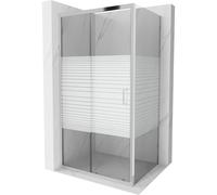 Mexen Apia cabine de douche coulissante 130 x 100 cm, bandes blanches, chrome - 840-130-100-01-20 4411 5907709121492